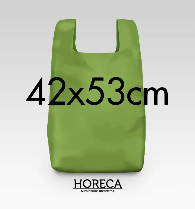 Bolsa de plastico con asas Verde 42x53cm (bolsa camiseta)