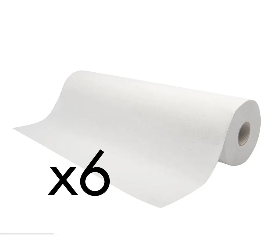 Caja de 6 Rollos de papel camilla 58cm x 80m 2 capas gofrado laminado precortado 60cm