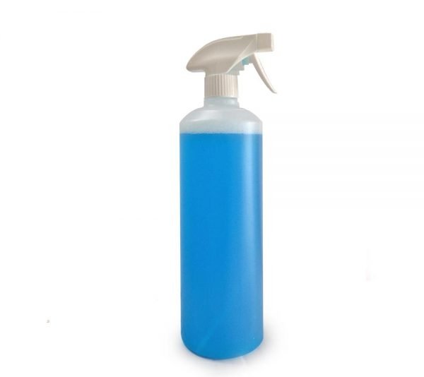 botella limpiacristales azul con pulverizador 1litro